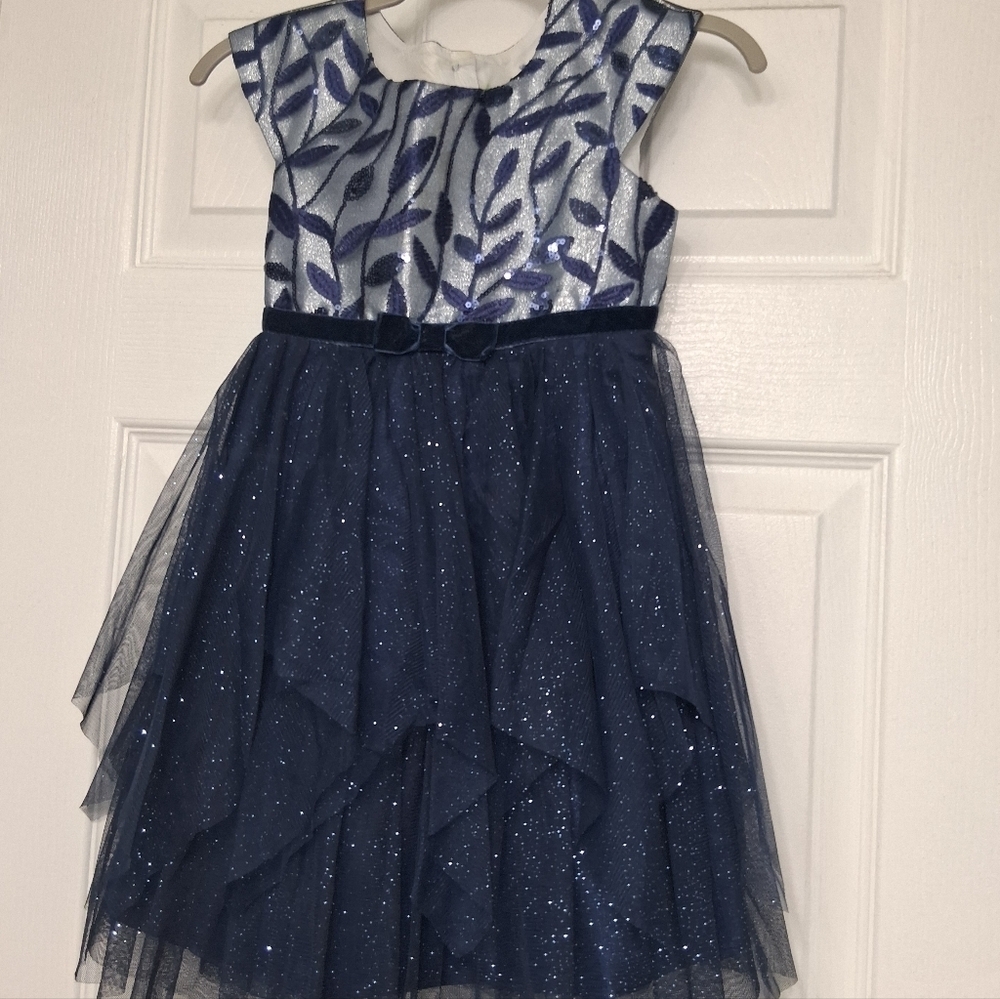 Formal Blue Leaf & Tulle Dress Size 4 08